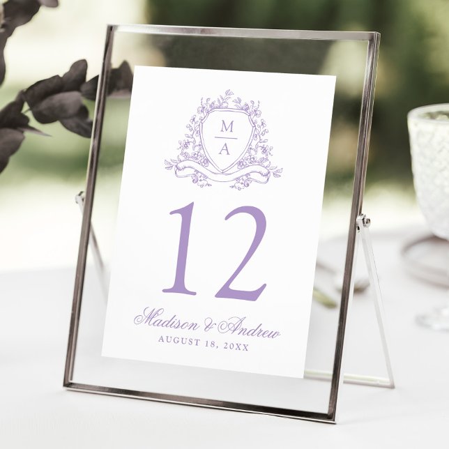 Número de Mesa de Boda con Cresta Floral de Lavand (Subido por el creador)