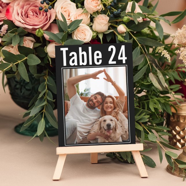Número de mesa de boda con foto de mascota negra m (Subido por el creador)