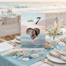 Número de Mesa de Boda con Foto de Playa Único y E