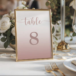 Número de mesa de boda con gradiente de oro rosa m