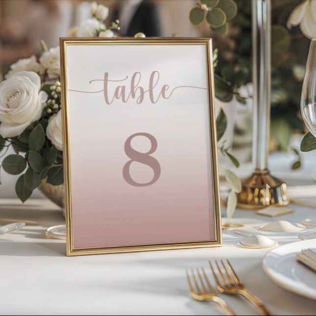 Número de mesa de boda con gradiente de oro rosa m (Subido por el creador)