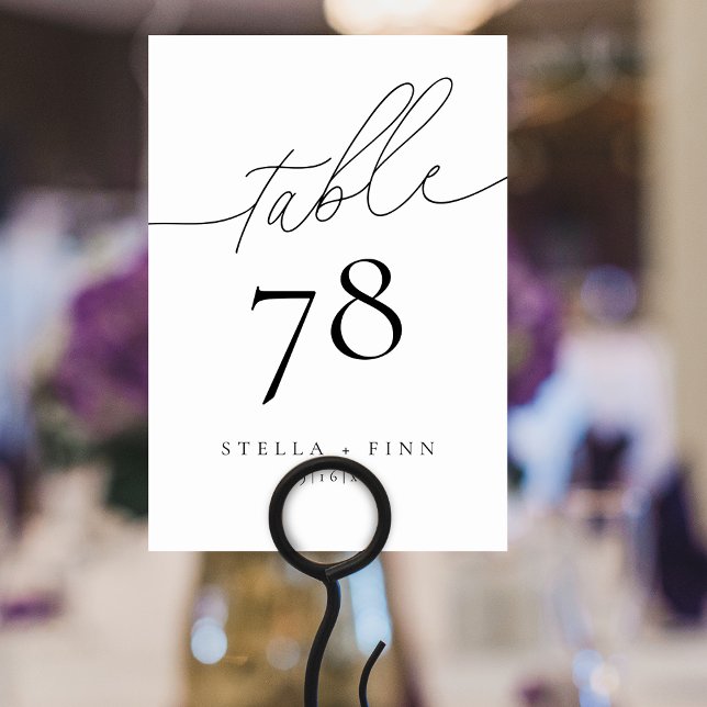 Número de mesa de boda con letra cursiva elegante  (Modern Elegant Script Chic Wedding Table Number)