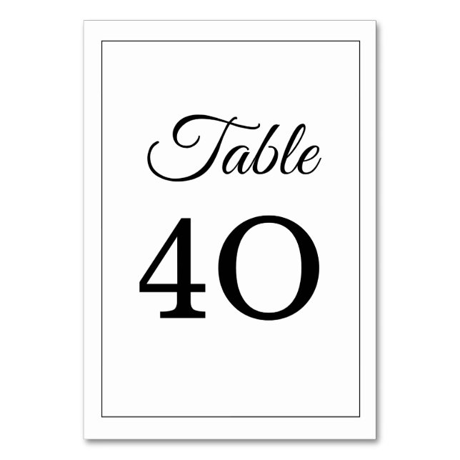 Número de mesa de boda con letra elegante y sólida (Anverso)