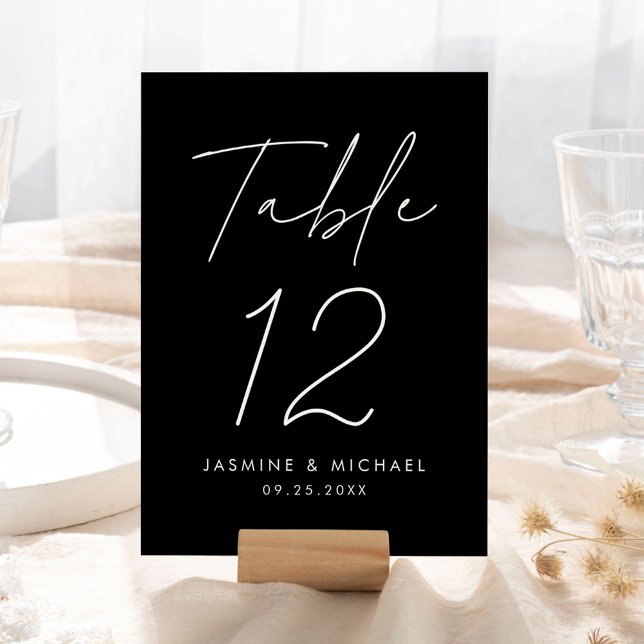 Número de Mesa de Boda con Letra Moderna en Blanco (Subido por el creador)