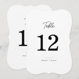 Número de mesa de boda con letra script minimalist