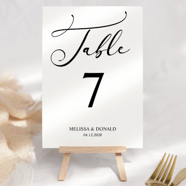 Número de mesa de boda con letra script moderna ne (Subido por el creador)