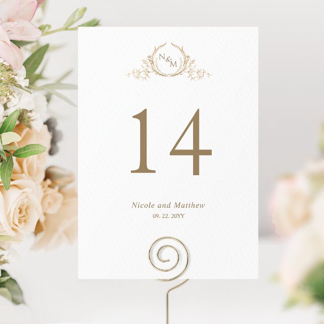 Número de Mesa de Boda con Monograma en Blanco y D (Subido por el creador)