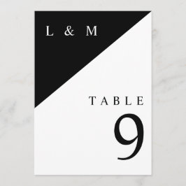 Número de mesa de boda con monograma en blanco y n