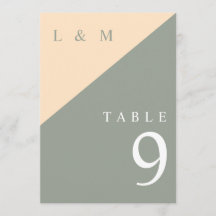 Número de Mesa de Boda con Monograma en Verde Salv