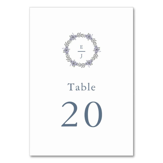 Número de Mesa de Boda con Monograma Floral de Lav (Anverso)