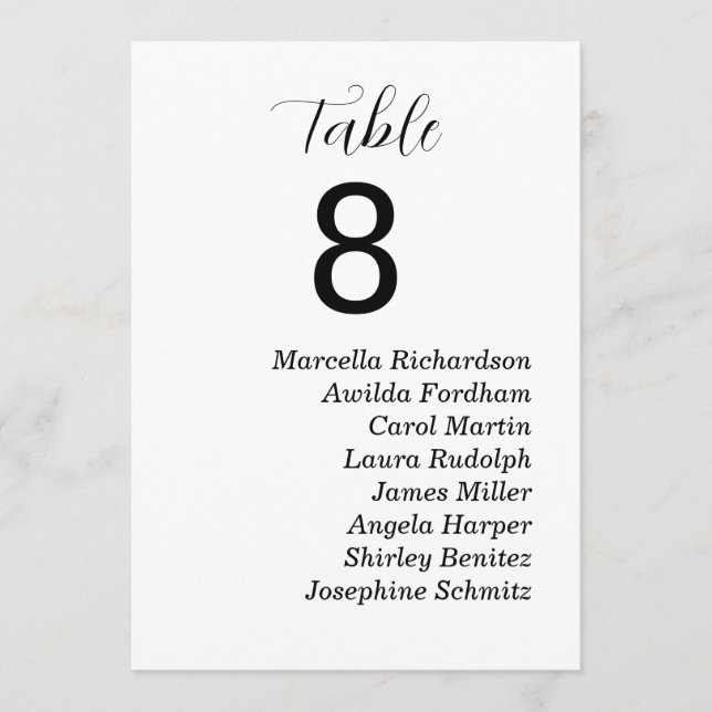 Número de mesa de boda con nombres (Anverso)