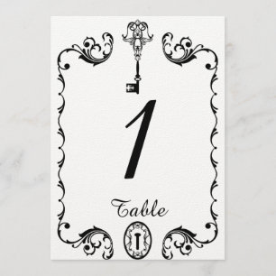 Número de Mesa de Boda con Tecla en Blanco y Negro