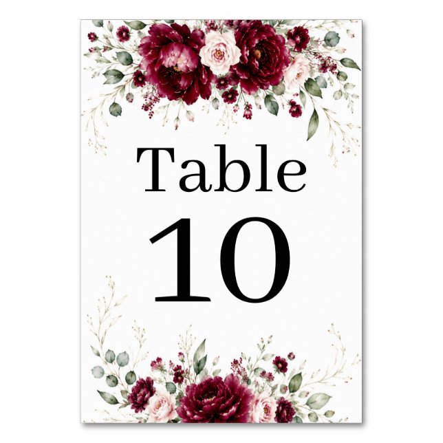 Número de mesa de boda con vegetación floral de Bo (Anverso)