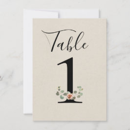 Número de Mesa de Boda Corazón de Rosa Rosa y Euca