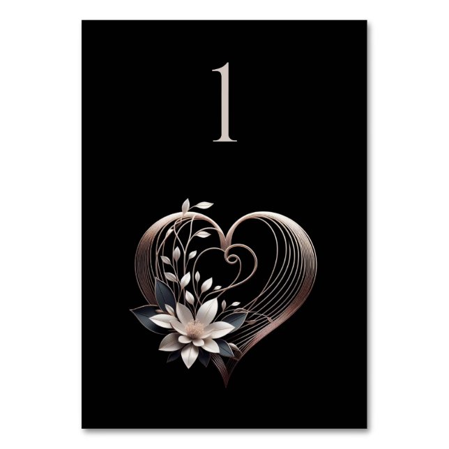Número de mesa de boda - Corazón rosa moderno con  (Anverso)