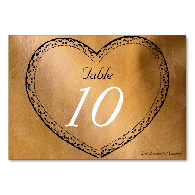 Número de Mesa de Boda Corazones de Cobre Boda (Anverso)