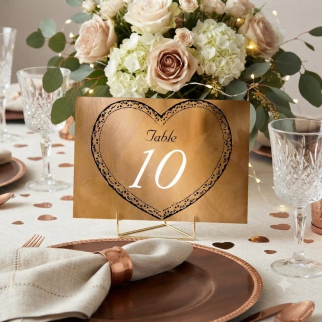 Número de Mesa de Boda Corazones de Cobre Boda (Subido por el creador)