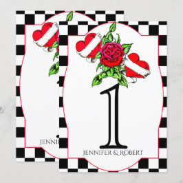 Número de Mesa de Boda Corazones de Rockabilly Ros