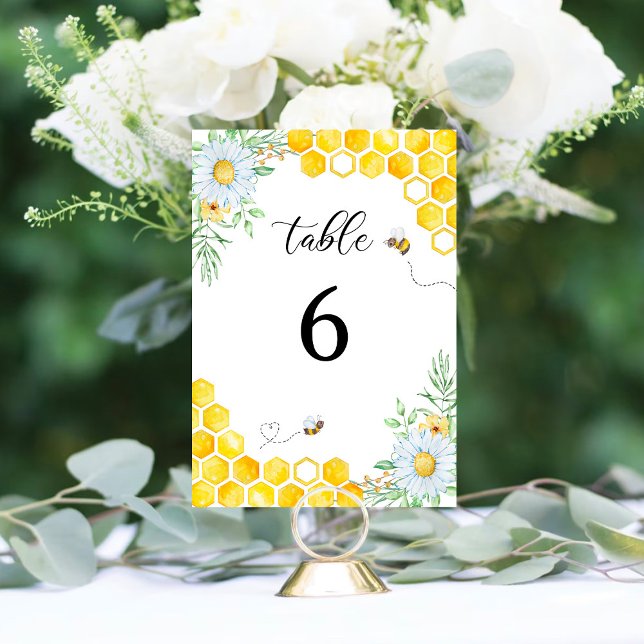 Número de mesa de boda de abeja de miel floral (Subido por el creador)