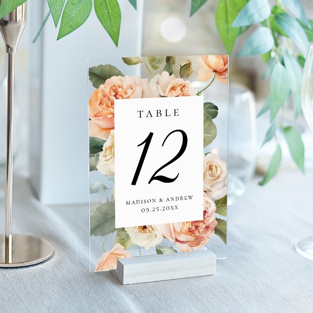 Número de Mesa de Boda de Acrílico Rosa Melocotón  (Subido por el creador)