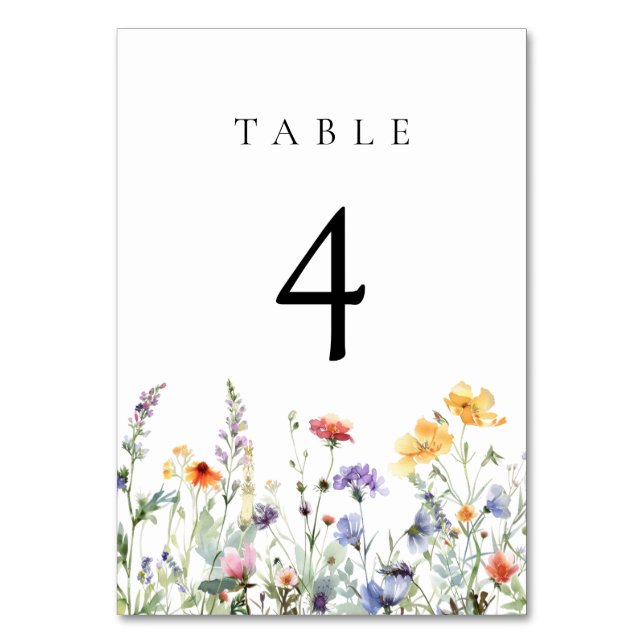 Número de mesa de boda de acuarela boho de flores  (Anverso)