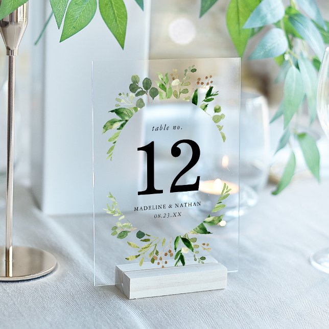 Número de Mesa de Boda de Acuarela con Acrílico Ve (Subido por el creador)