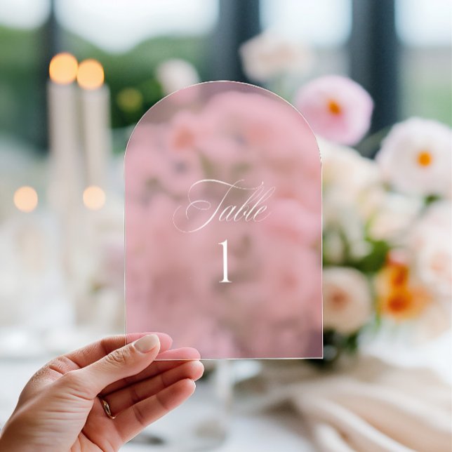 Número de mesa de boda de arco de acrílico rosa (Arch Acrylic Pink Wedding Table Number)