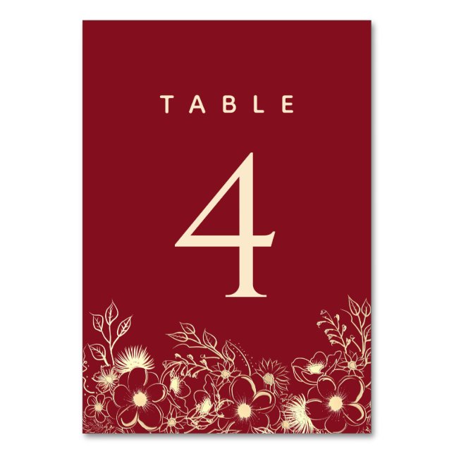 Número de mesa de boda de Borgoña (Anverso)