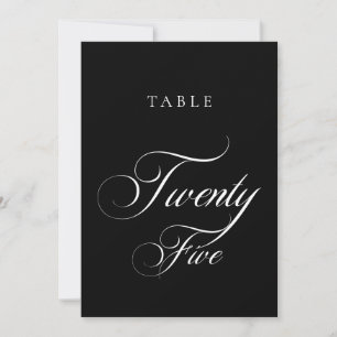 Número de mesa de boda de caligrafía negra clásica