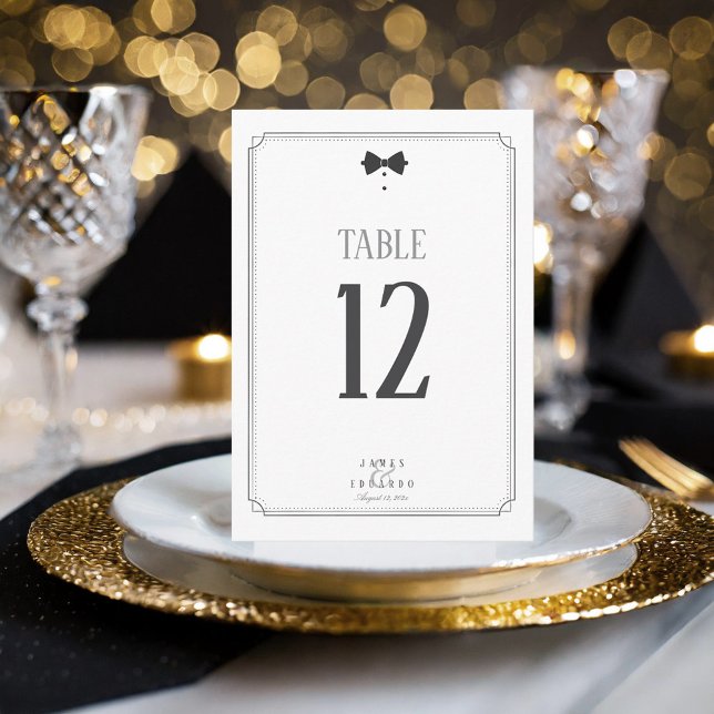 Número de mesa de boda de corbata negra a medida I (Subido por el creador)