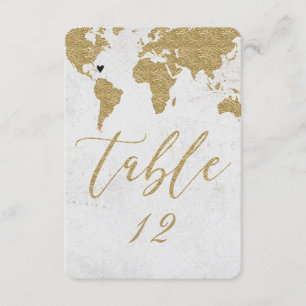 Número de mesa de boda de destino de mapa mundial 