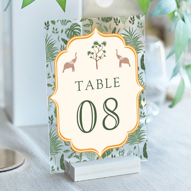 Número de mesa de boda de elefante tropical acríli (Subido por el creador)