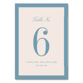 Número de mesa de boda de elegancia clásica azul