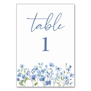 Número de Mesa de Boda de Flor Silvestre Azul Polv