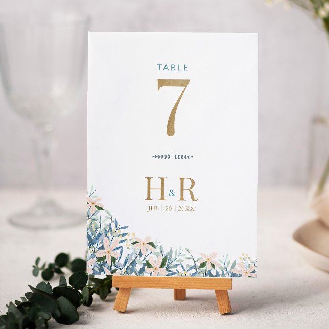 Número de mesa de boda de flor silvestre Iniciales (Subido por el creador)
