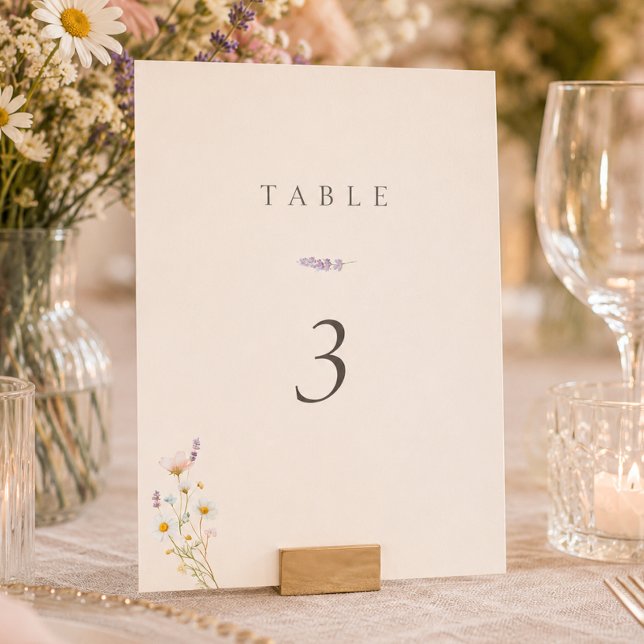 Número de mesa de boda de flores silvestres bohemi (Bohemian Wildflowers Wedding Table Number)