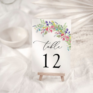 Número de Mesa de Boda de Flores Silvestres Colori
