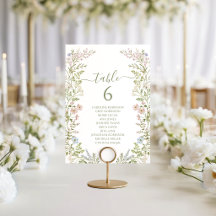 Número de mesa de boda de flores silvestres polvor