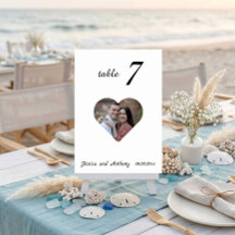 Número de mesa de boda de foto blanco único elegan