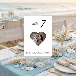 Número de mesa de boda de foto blanco único elegan