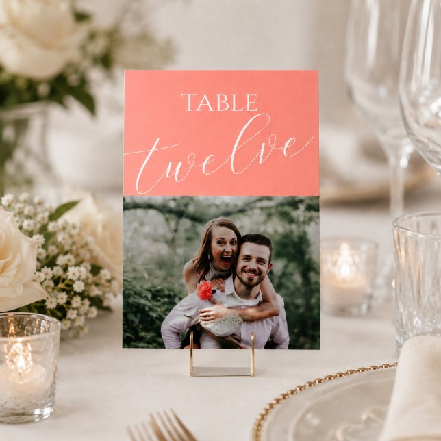 Número de mesa de boda de foto rosa coral (Subido por el creador)