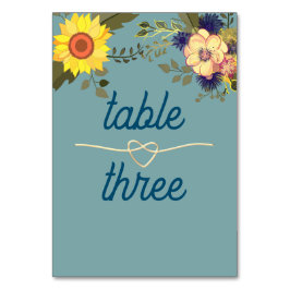 Número de mesa de boda de girasol boho