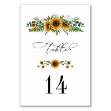 Número de Mesa de Boda de Girasol Rústico