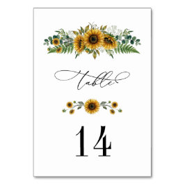 Número de Mesa de Boda de Girasol Rústico