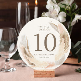 Número de mesa de boda de hierba de Pampas Boho mo