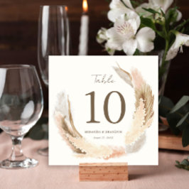 Número de mesa de boda de hierba de Pampas rústico