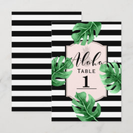 Número de mesa de boda de hojas tropicales y piña