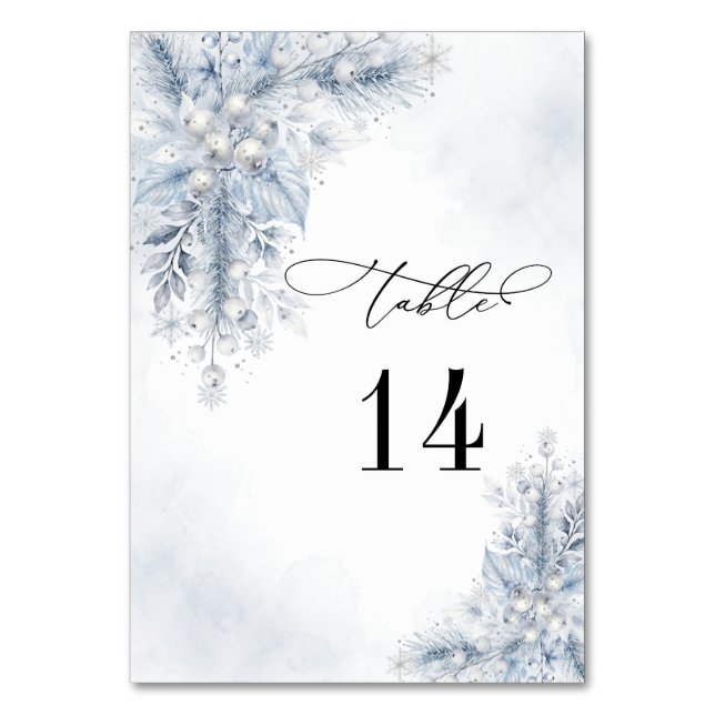 Número de mesa de boda de invierno con bayas blanc (Anverso)