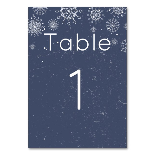 Número de mesa de boda de invierno de copo de niev (Anverso)