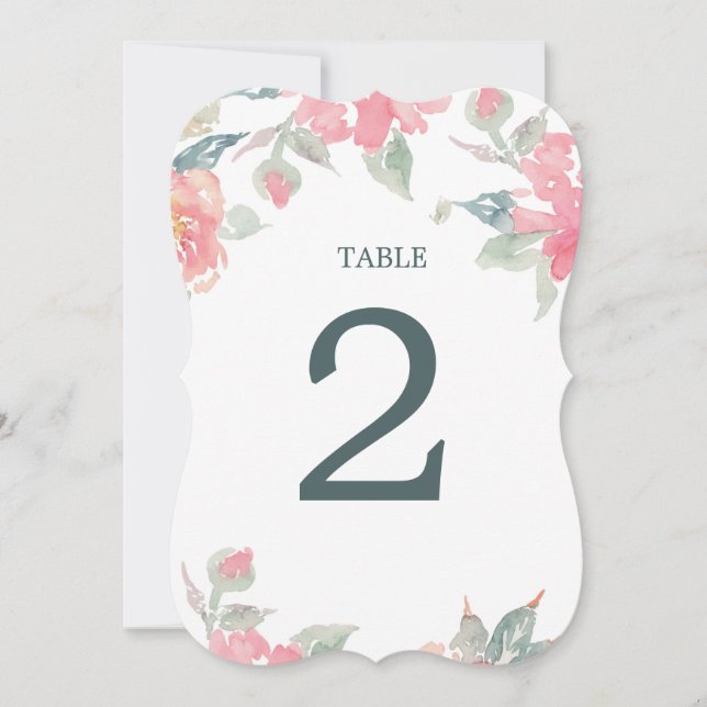 número de mesa de boda de jardín de acuarela (Anverso)